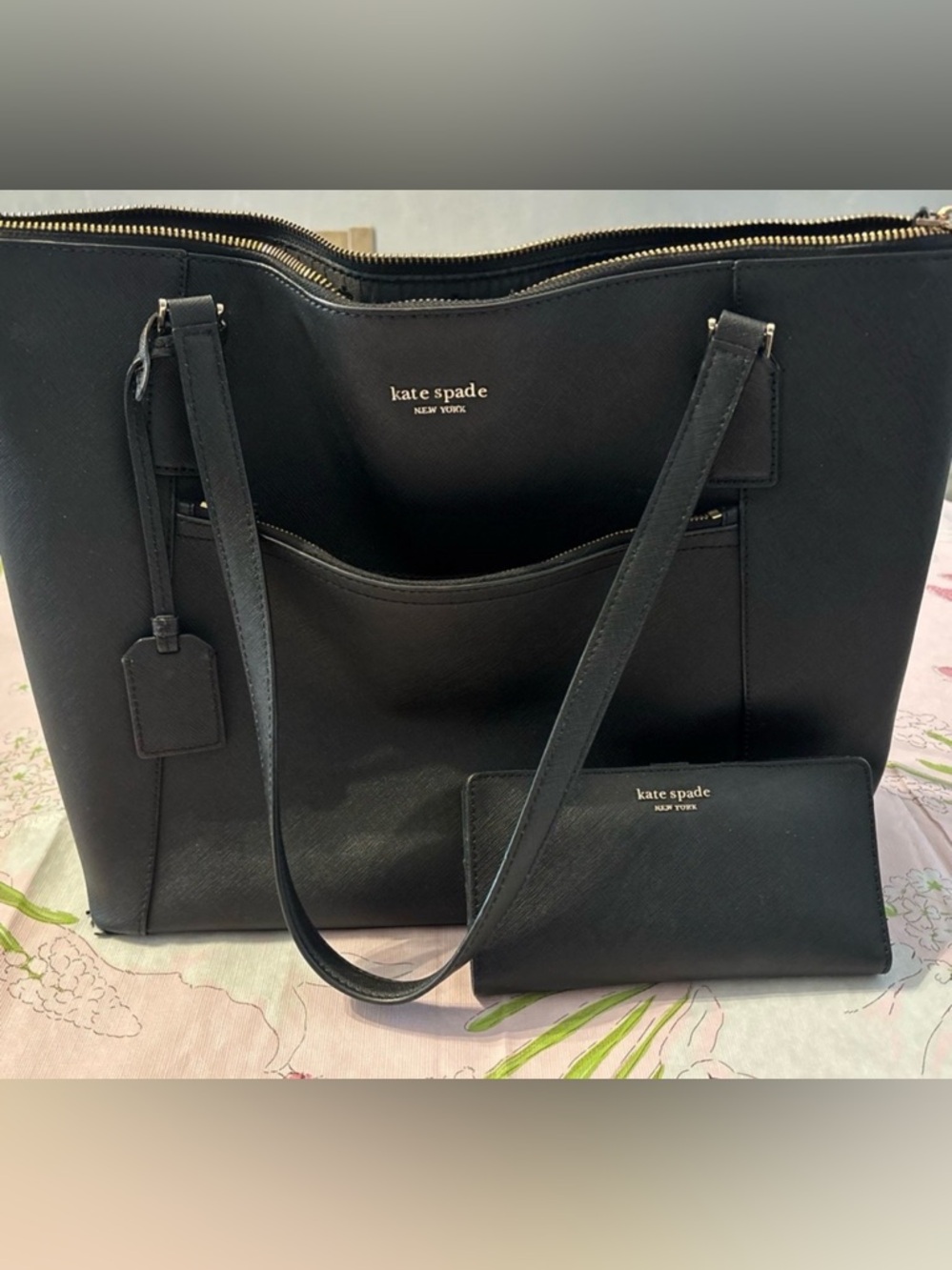 kate spade Black Saffiano Tote with Matching Wallet